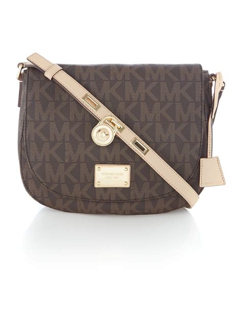 michael kors hamilton crossbody brown|michael kors brown leather handbag.